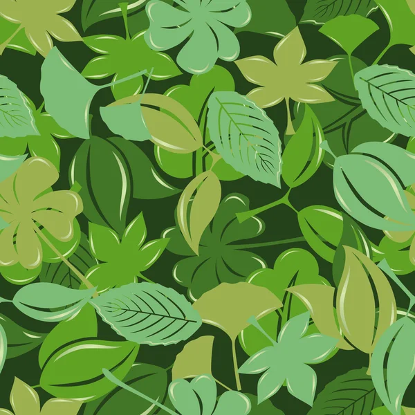 シームレスな緑の葉のパターン — ストックベクタ