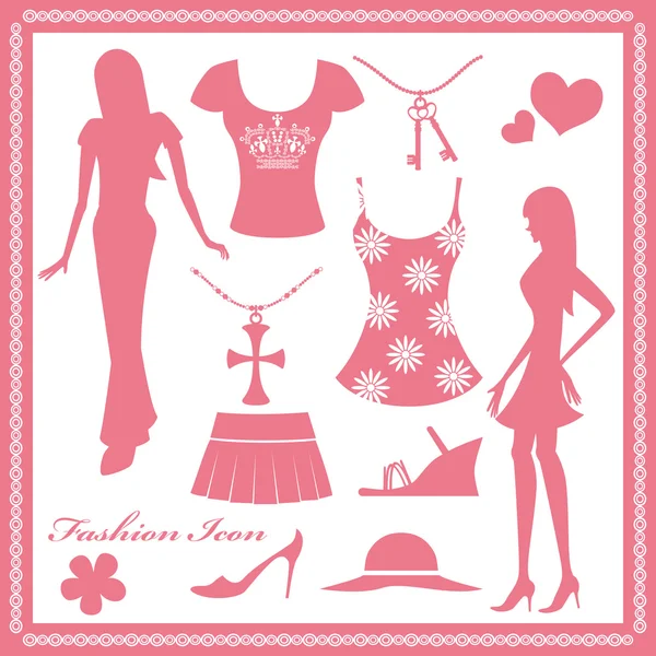 Conjuntos de ícones de moda feminina — Vetor de Stock