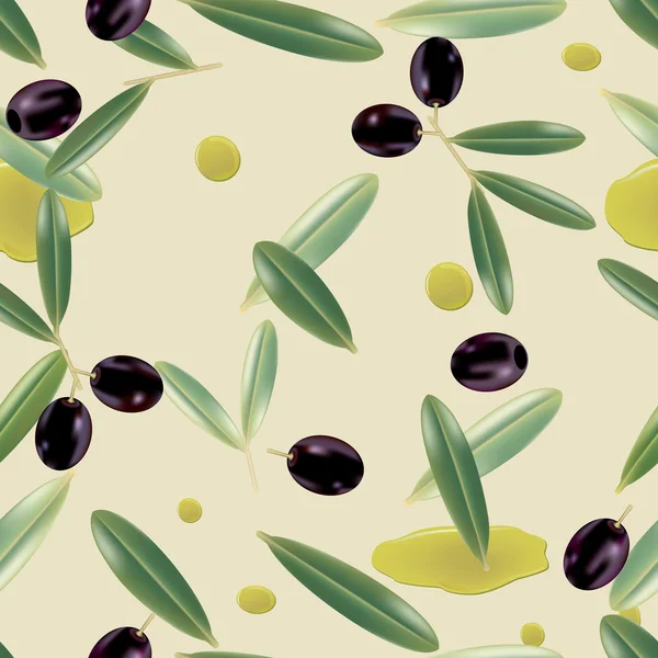 Nahtlos realistischen Olivenöl Hintergrund — Stockvektor