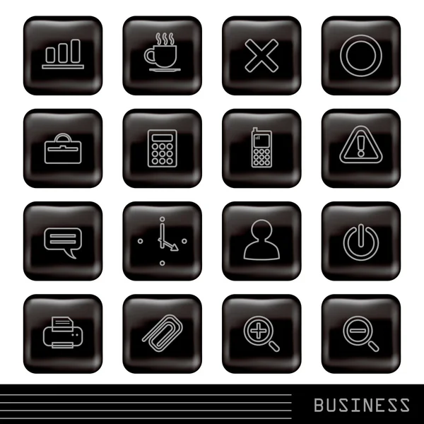 Glanzende zwarte iconen set — Stockvector