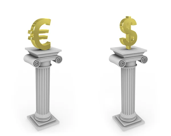 Coluna com sinal de moeda — Fotografia de Stock