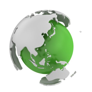 Abstract green globe, Asia clipart