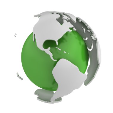 Abstract green globe, America clipart