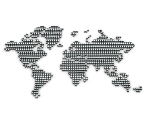 Continenti realizzati con palline d'argento, versione prospettica — Foto Stock