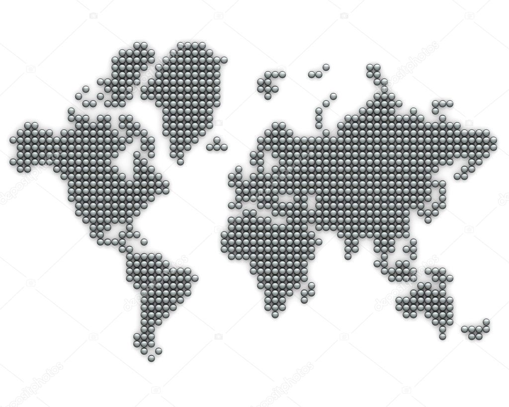 Continents made from silver balls