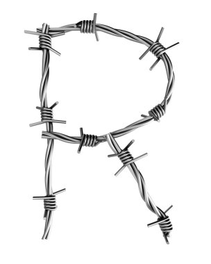 Barbed wire alphabet, R clipart