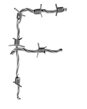 Barbed wire alphabet, F clipart