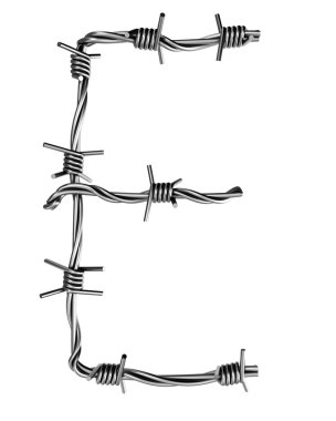 Barbed wire alphabet, E clipart