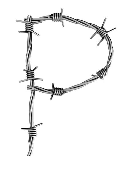 Barbed wire alphabet, P — Stock Photo, Image