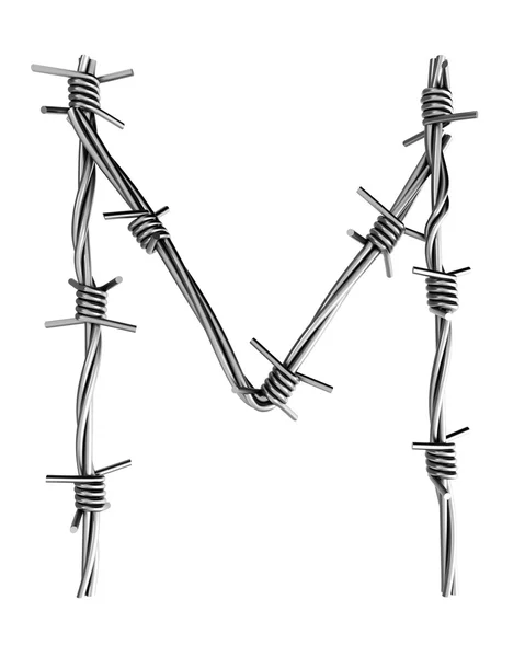 Barbed wire alphabet, M — Stock Photo, Image