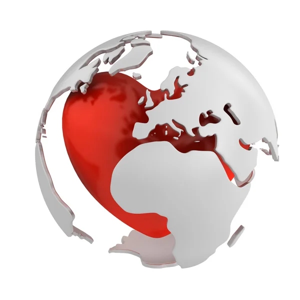 Globus mit Herz, Europateil — Stockfoto