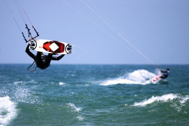 Two kite surfers