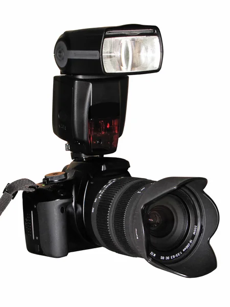 Fotokamera mit Photoflash — Stockfoto