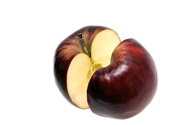 Rode appel op wit splitsen — Stockfoto