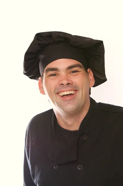 Stock image Happy laughing chef in black