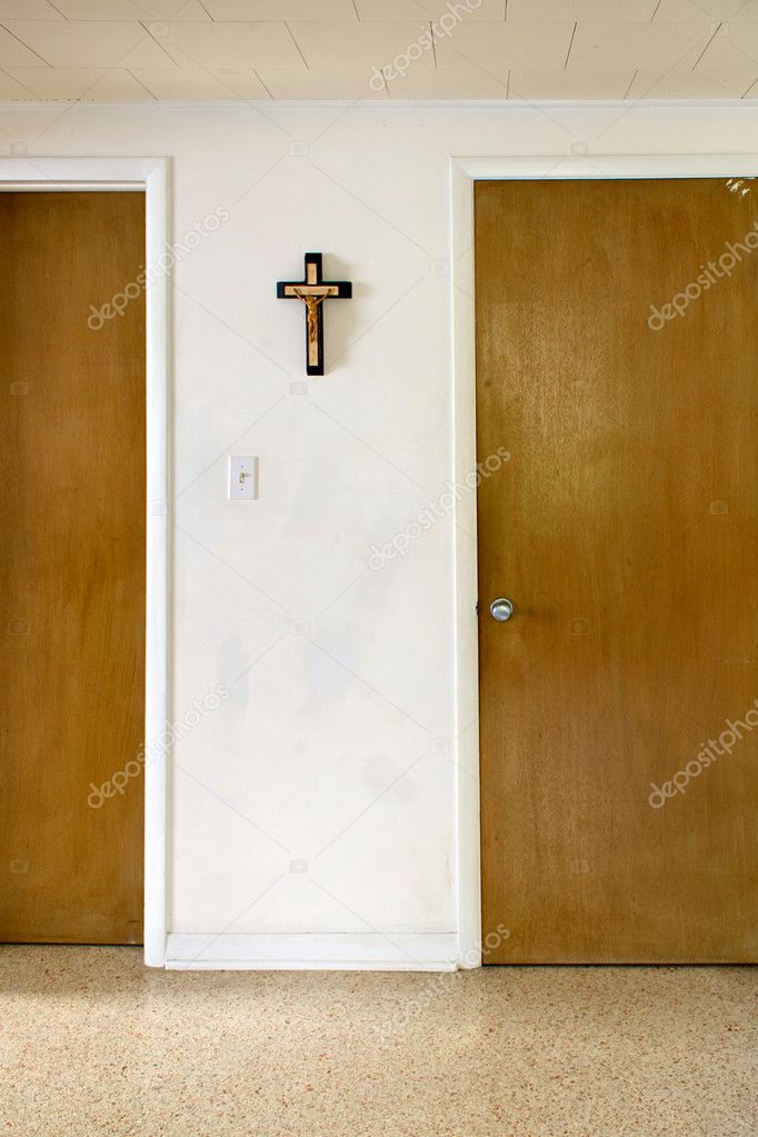 Wall with cross and doors