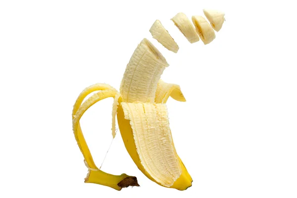 Zwevende gesneden bananen — Stockfoto