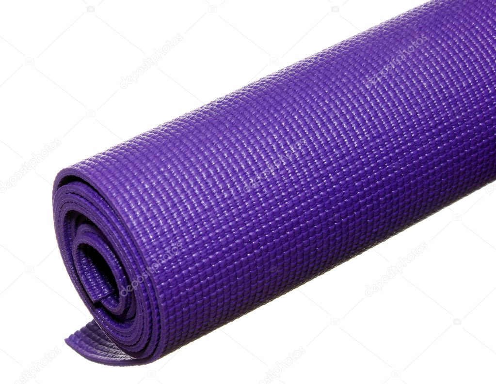 Sticky yoga mat isolated on white