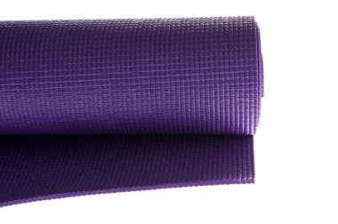 Purple yoga mat on white clipart