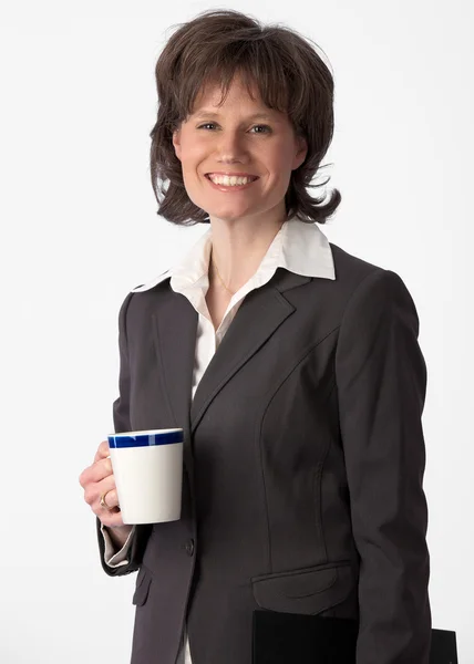 Eautiful podnikatelka na její kávy bre — Stock fotografie