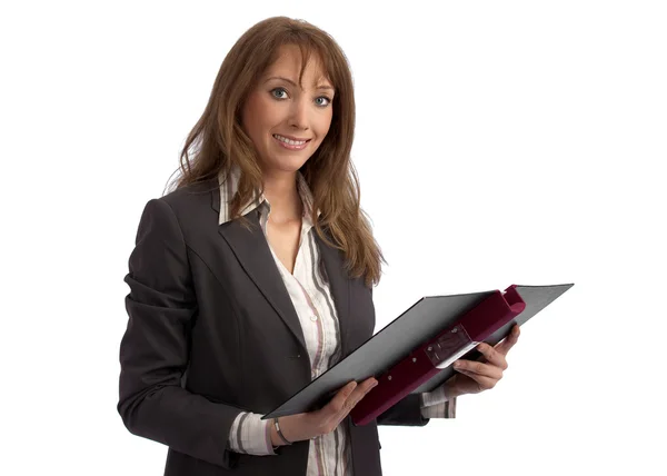 Attractive businesswoman with binder — Stock Photo, Image
