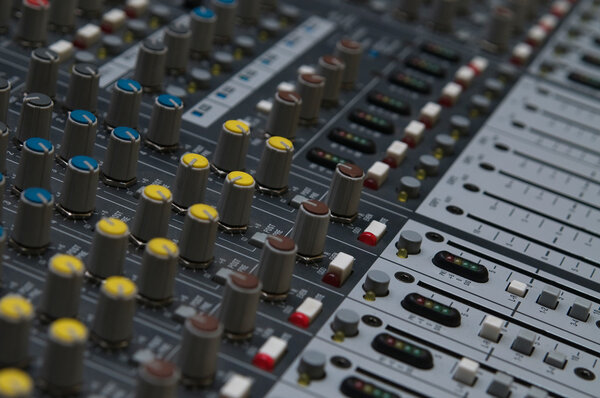 Professional sound mixer closeup