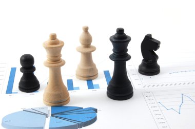 Chess man over business chart clipart