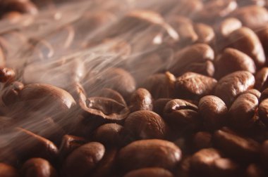 Coffee beans with steam clipart