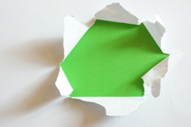 Green hole in blank sheet paper clipart