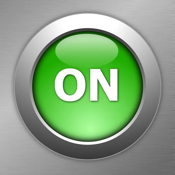 Green on button — Stock Photo, Image