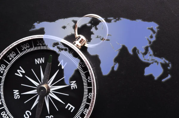 stock image Compass and world map