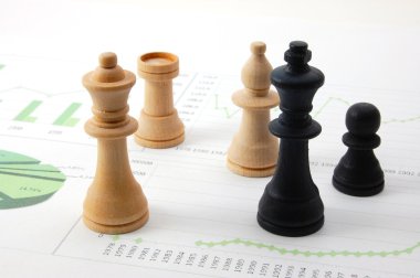 Chess man over business chart clipart