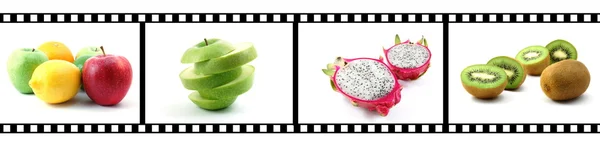 Film strip with fruit collection — Stock Photo, Image