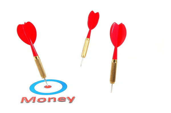 钱概念与 dart 箭头 — 图库照片