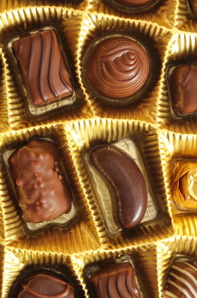Truffes au chocolat dans une boîte — Photo