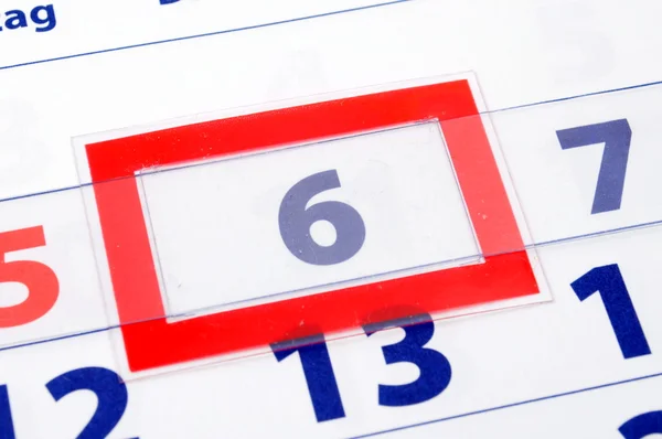 6 calendar day — Stock Photo, Image