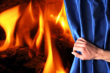 Fire and curtain clipart