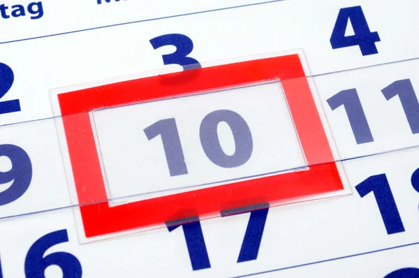 10 dia de calendário — Fotografia de Stock
