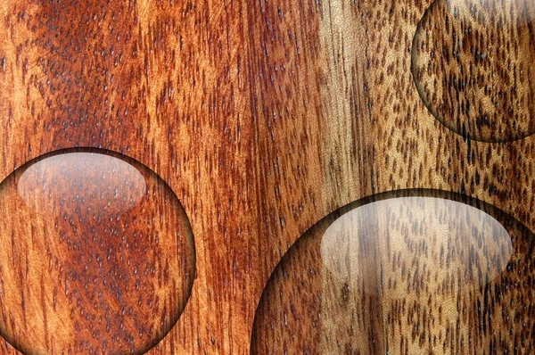 木材表面における水ドロップ — ストック写真