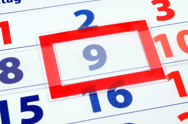 9 calendar day — Stock Photo, Image