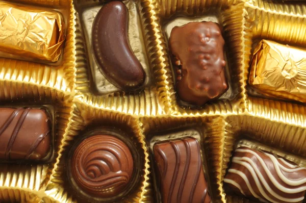Čokoládové lanýže v krabici — Stock fotografie