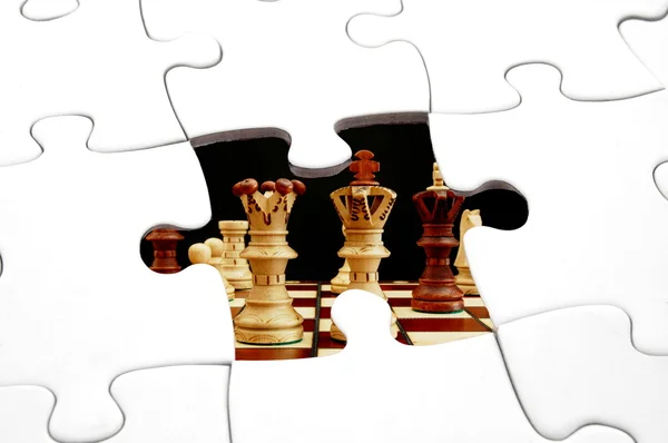 Puzzle a šachy — Stock fotografie