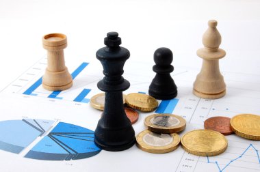 Chess man over business chart clipart