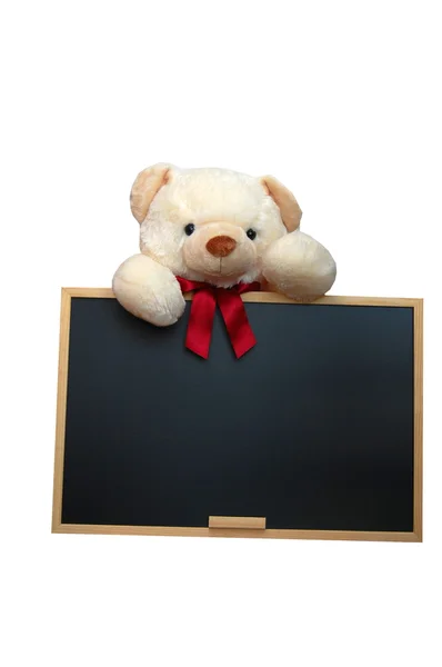 Medvídek s prázdnou tabuli — Stock fotografie