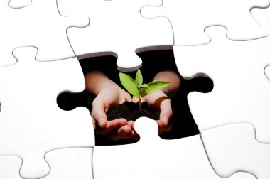 Puzzle and plant clipart