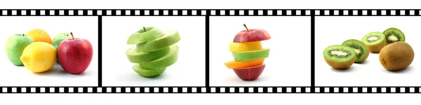 Samling av frukter med filmremsa — Stockfoto