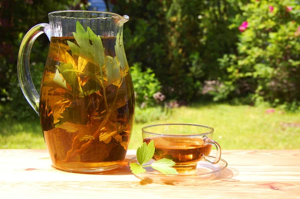Taza de té en el jardín — Foto de Stock