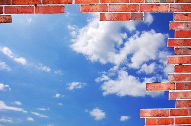 Bricks and blue summer sky clipart