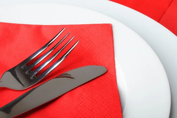 Rostfritt stål gaffel och kniv — Stockfoto