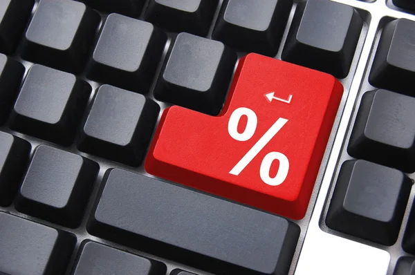 Símbolo percentual na chave — Fotografia de Stock